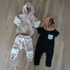 Olive + Scout Stylish Sweat Set & Hooded Onesie 6-12M